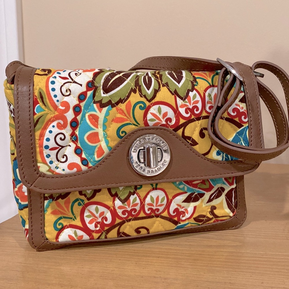 Vera Bradley Provençal yellow paisley crossbody purse with faux leather